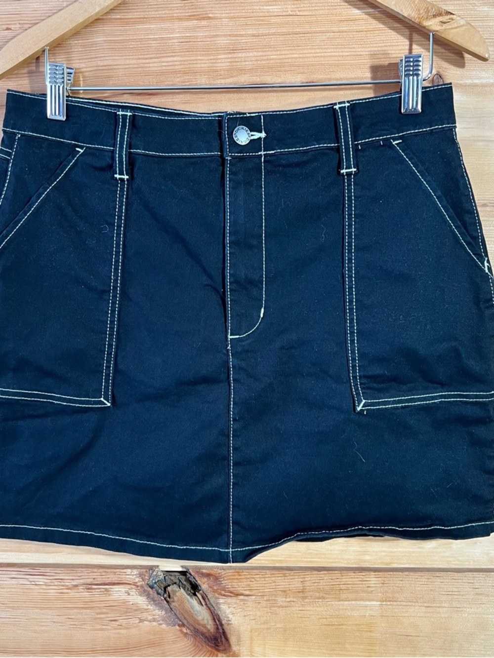 Dickies Black Contrast-Stitch Mini Skirt Moto SassyChick